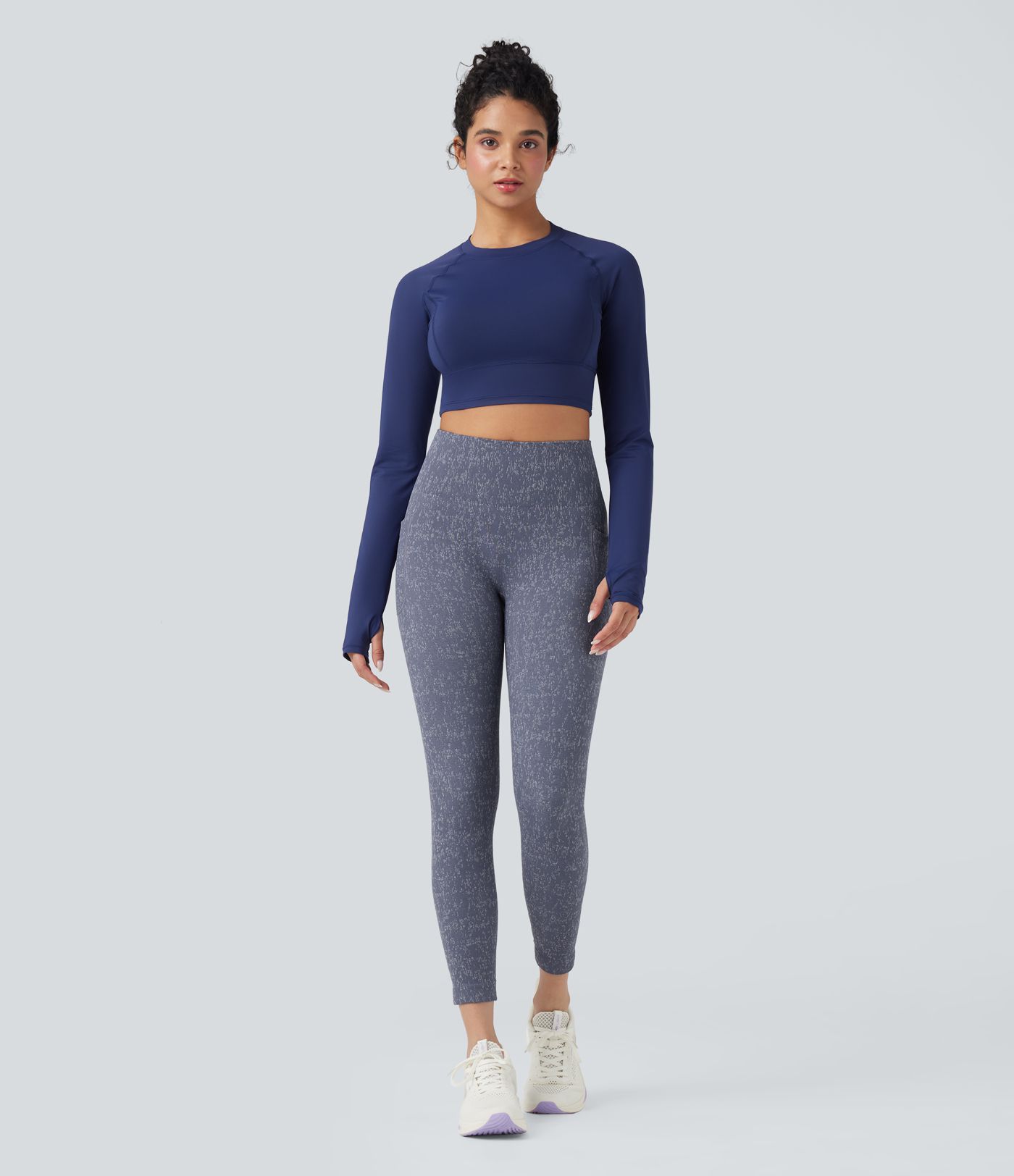 OneForm - 7/8-Yoga-Leggings mit hohem Bund, Seitentaschen, gesprenkeltem Design und nahtlosem Flow