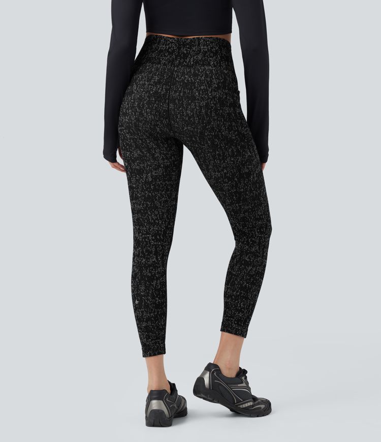 Seamless Flow High Waisted Speckled 7/8 Yoga Leggings with Pockets