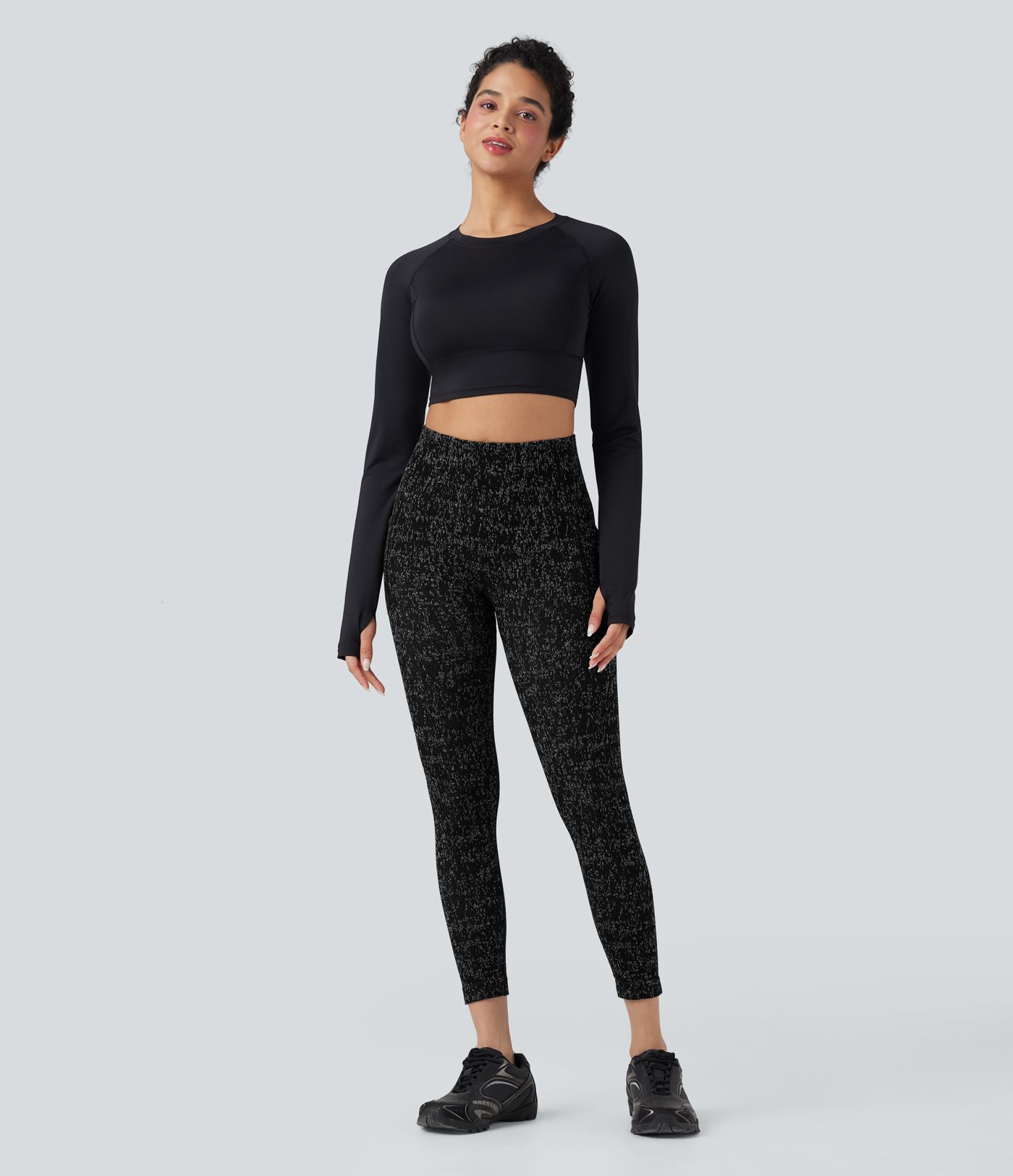 OneForm Seamless Flow High Waisted Speckled 7/8 Yoga Leggings with Pockets