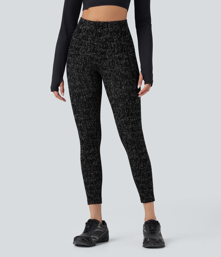 Legging yoga 7/8 sans coutures Seamless Flow taille haute moucheté avec poches