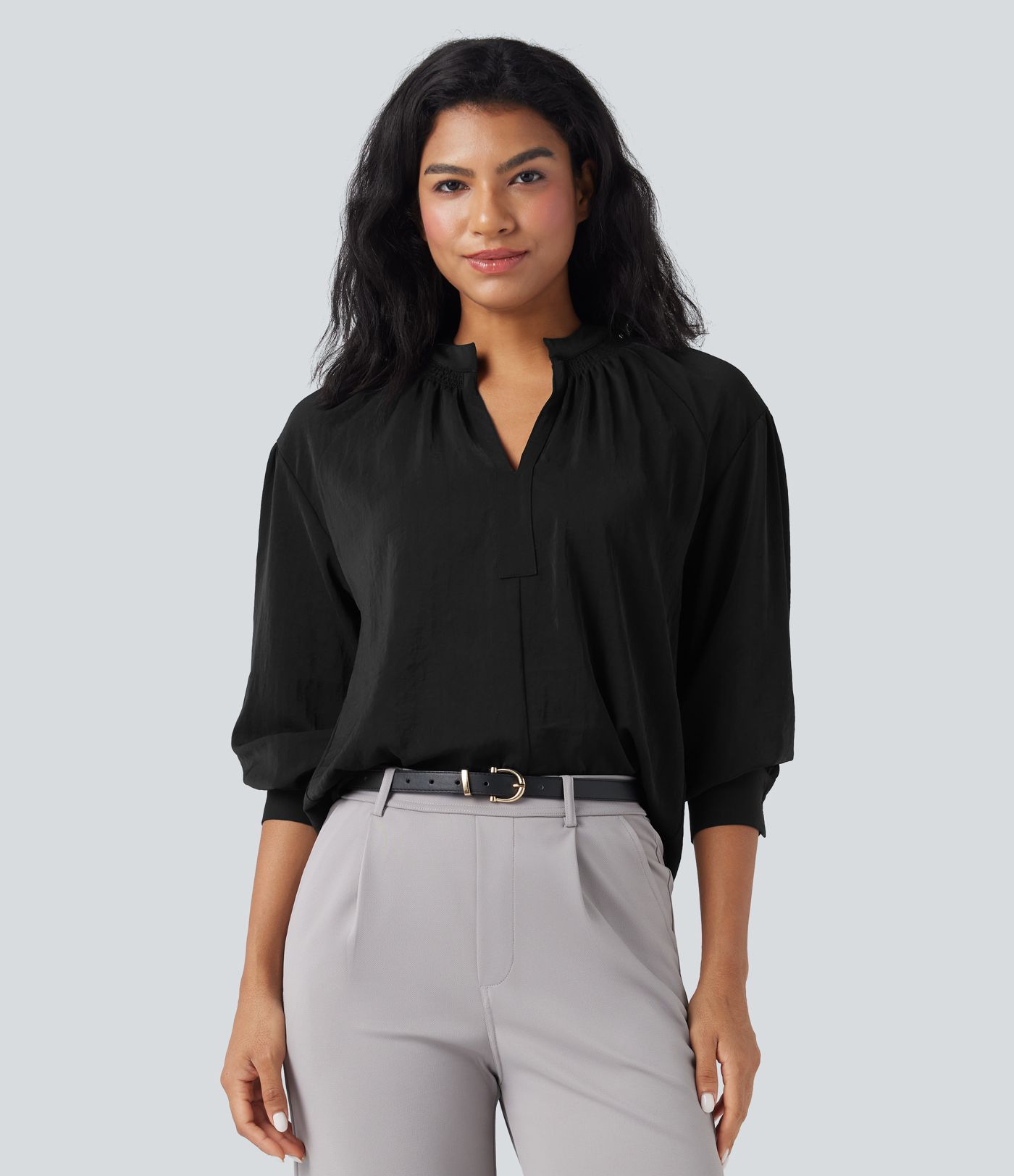 V Neck Long Sleeve Work Shirt
