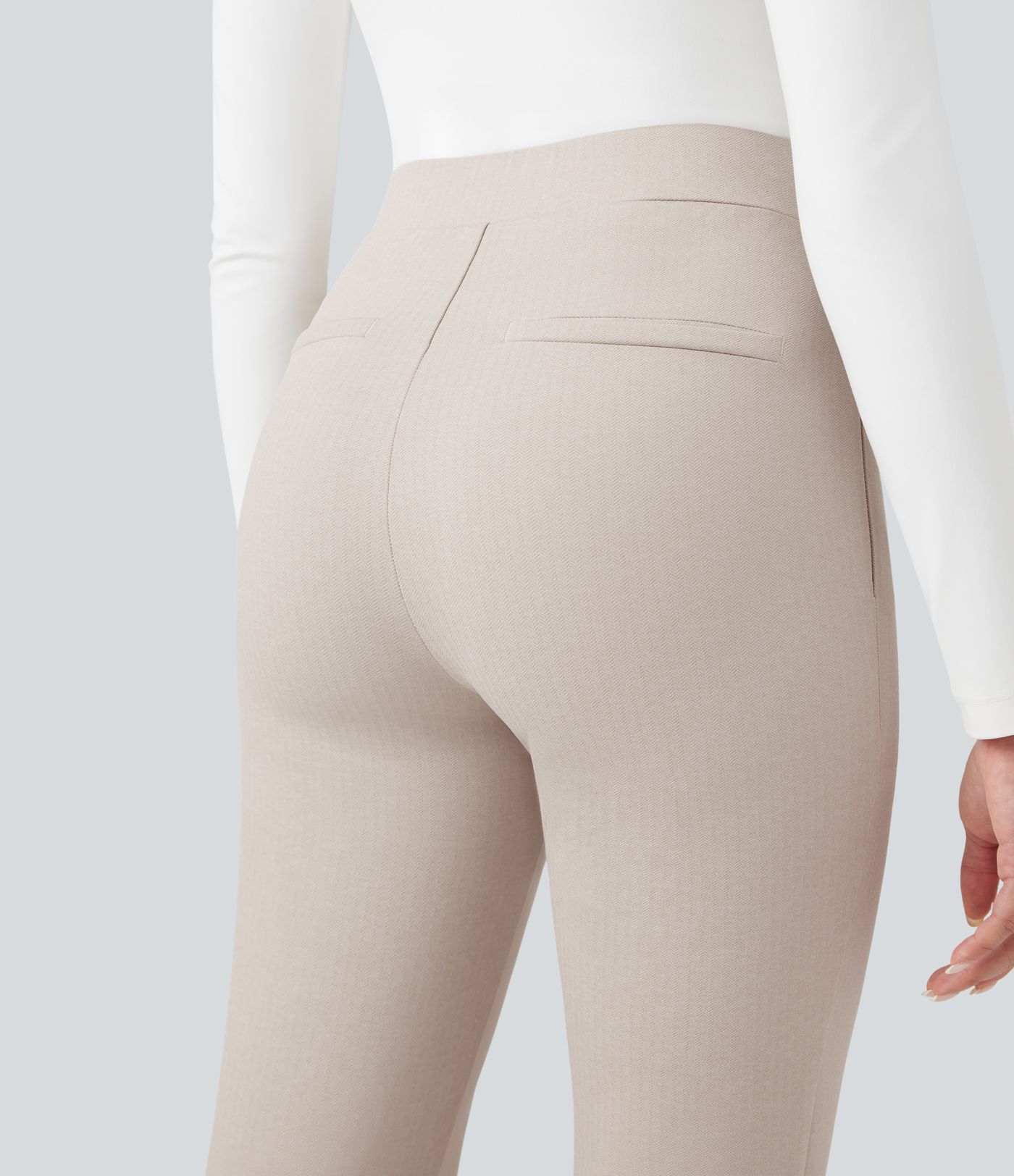 Pantalon tailleur évasé Halara Flex™ taille haute rabattable gainant chevrons avec poches