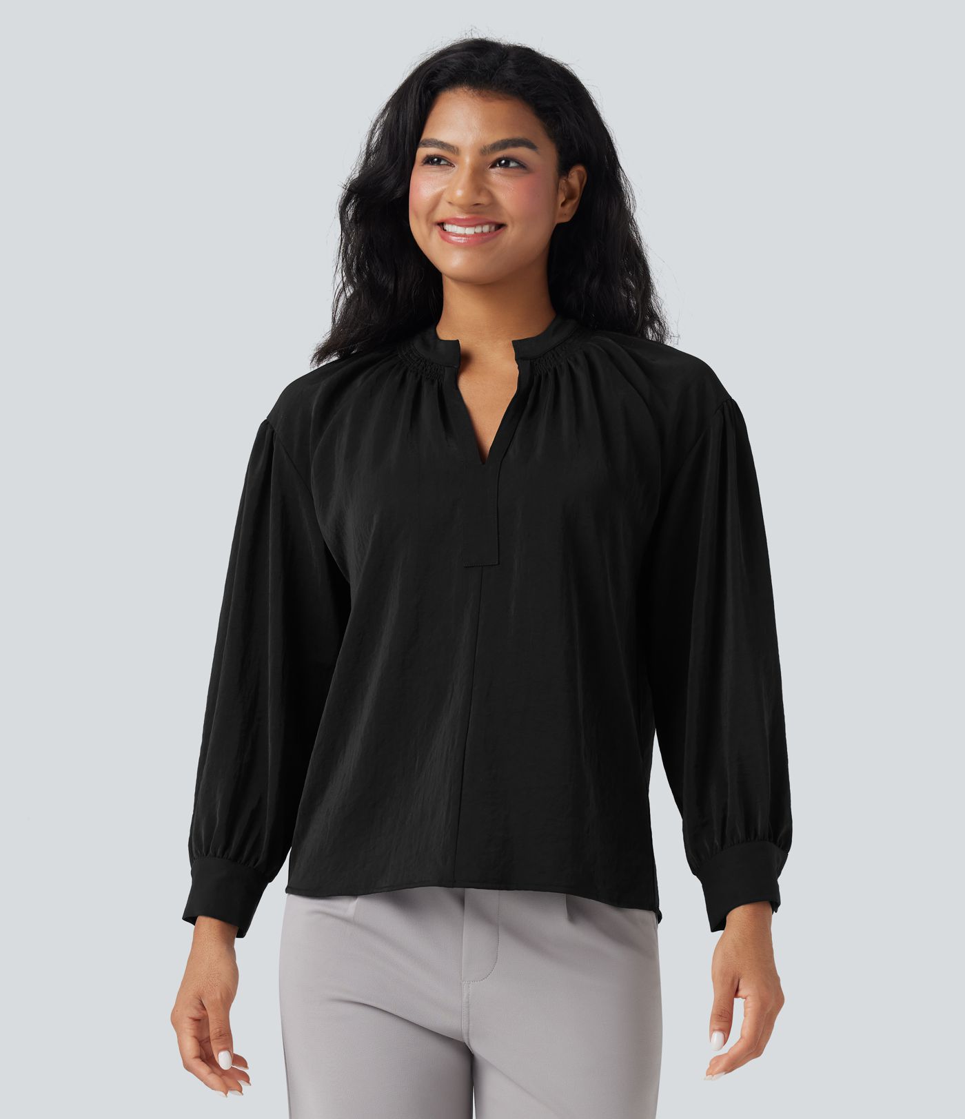 V Neck Long Sleeve Work Shirt