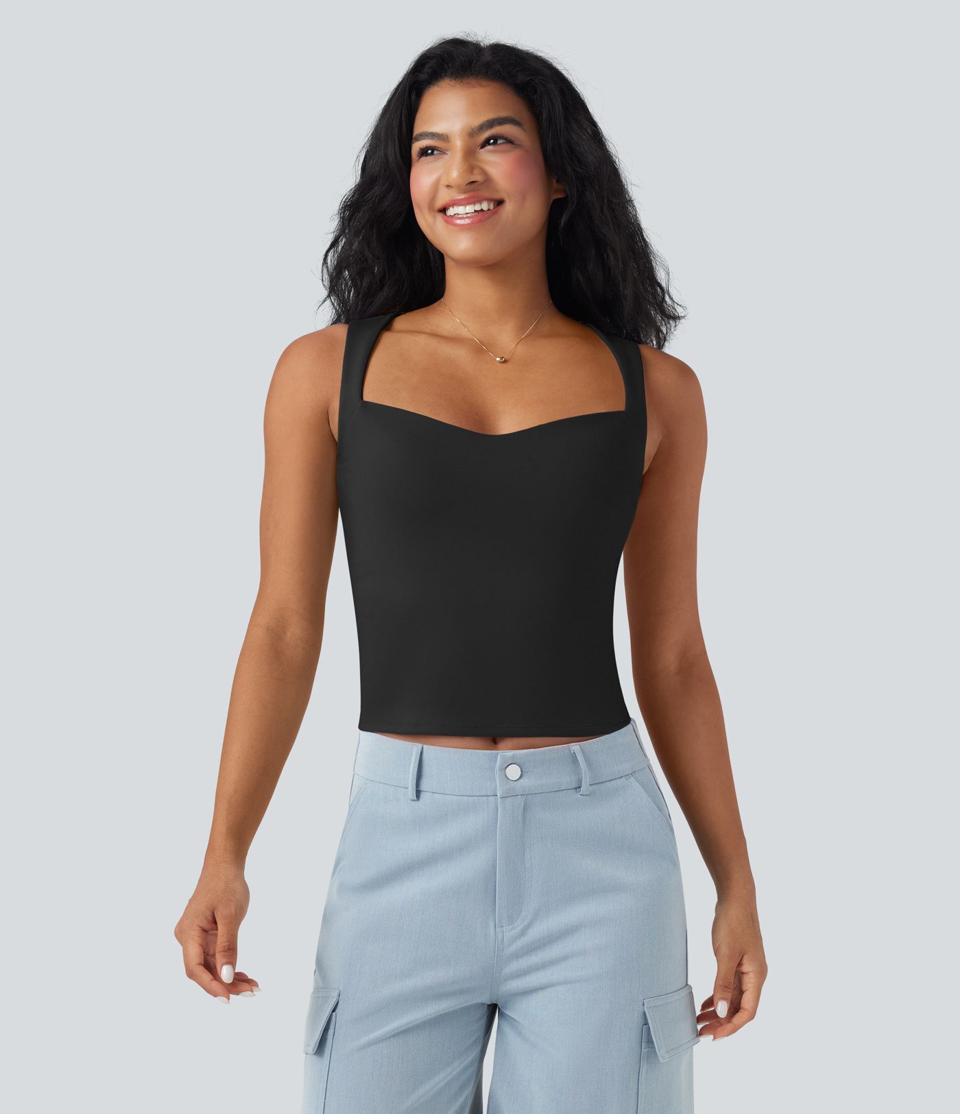 Sweetheart Neck Slim Casual Tank Top