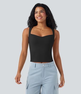 Sweetheart Neck Slim Casual Tank Top