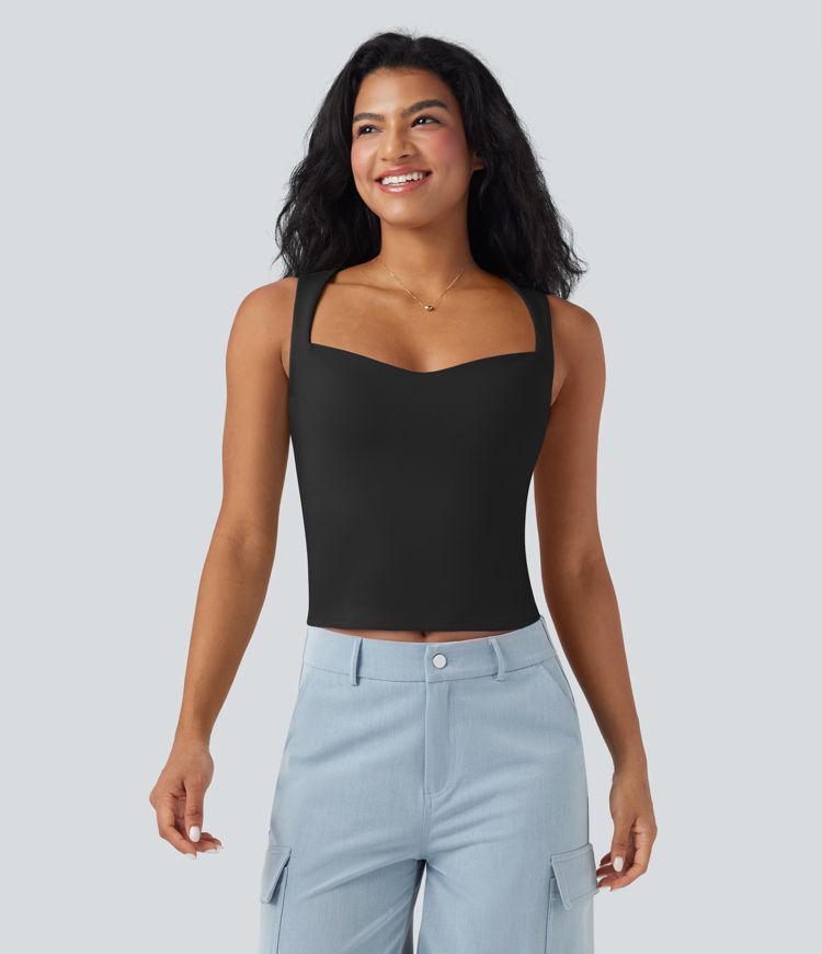 Sweetheart Neck Slim Casual Tank Top