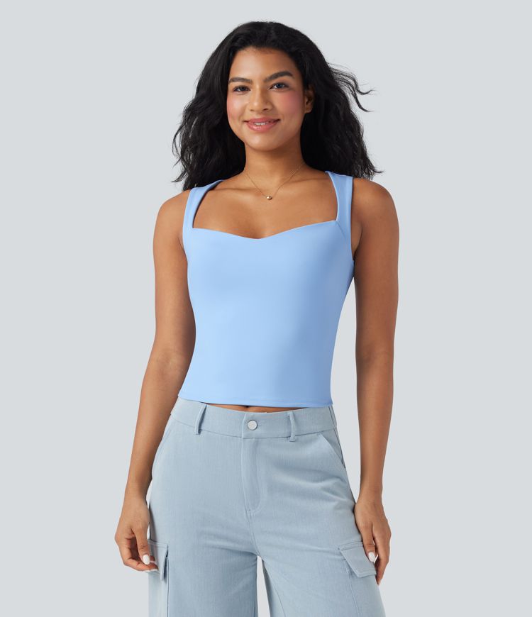 Sweetheart Neck Slim Casual Tank Top