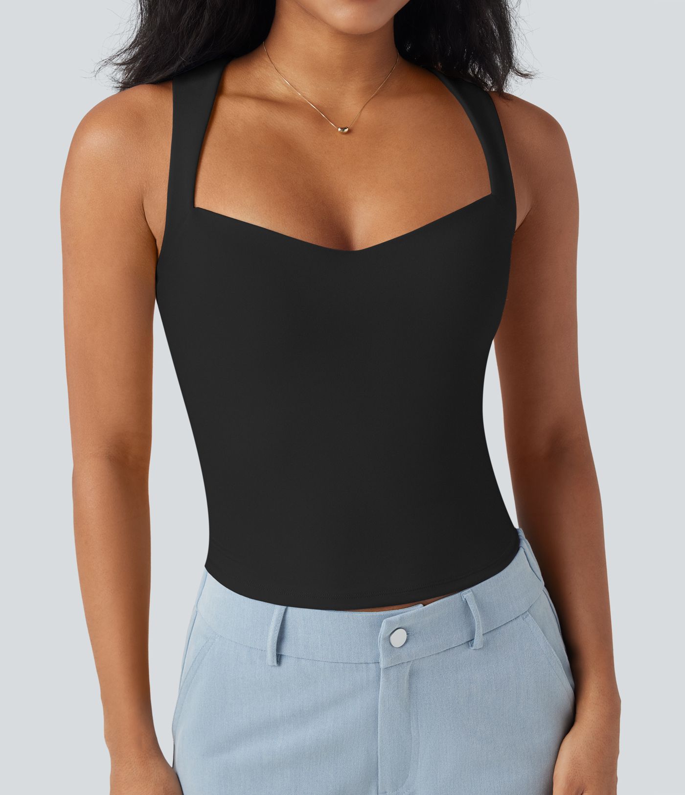 Sweetheart Neck Slim Casual Tank Top