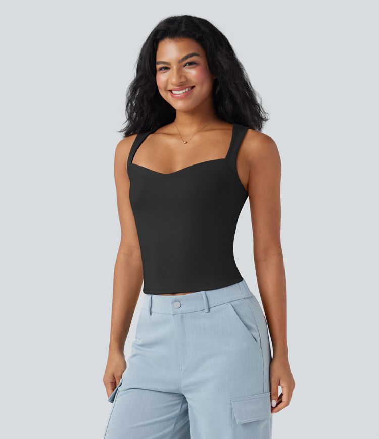 Sweetheart Neck Slim Casual Tank Top