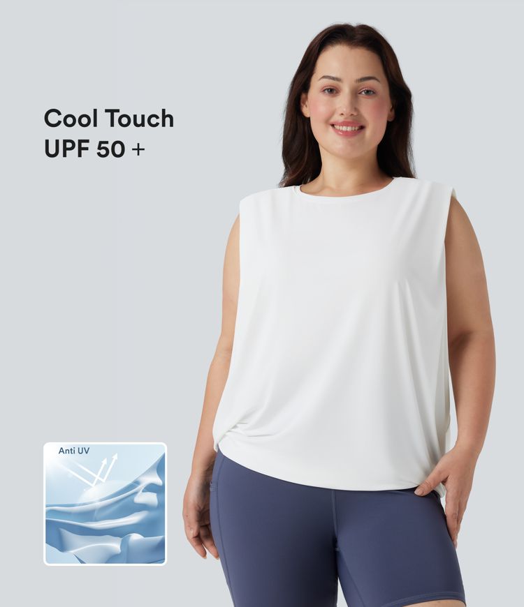 Plus Size Round Neck Cool Touch Yoga Tank Top-UPF50+