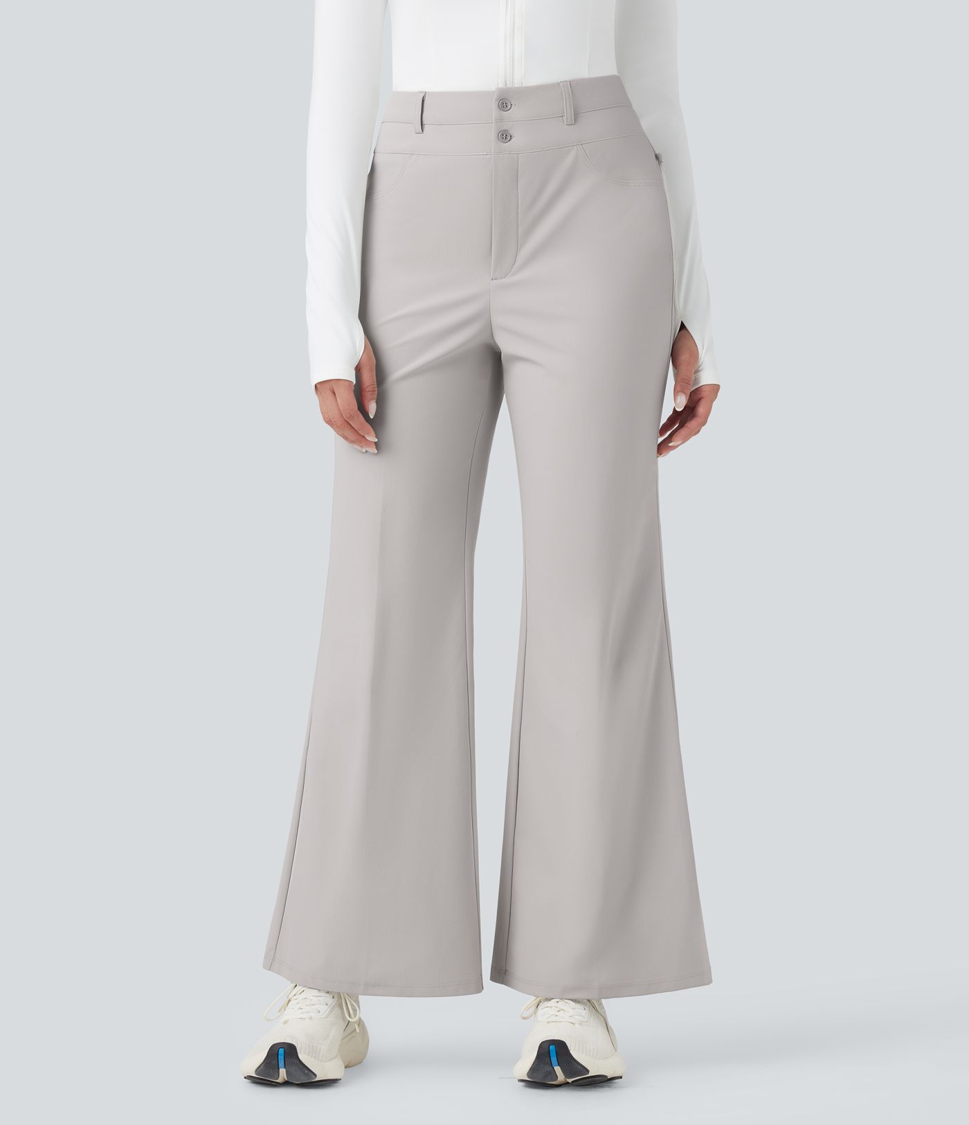 High Waisted Quick Dry Golf Bootcut Pants-Golf Tee Pocket-UPF40+
