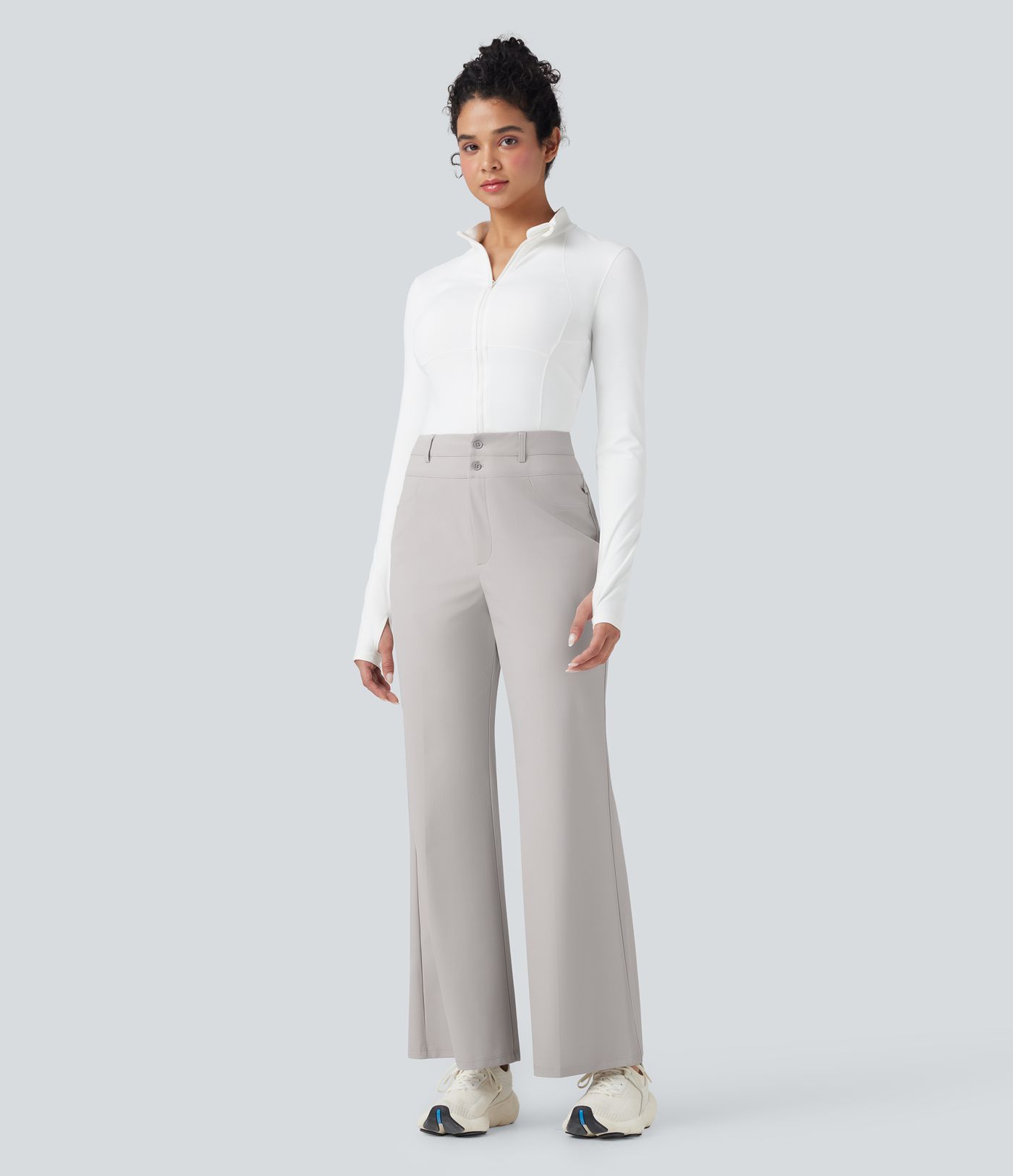 High Waisted Quick Dry Golf Bootcut Pants-Golf Tee Pocket-UPF40+