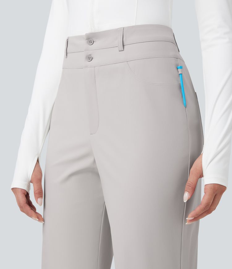 High Waisted Quick Dry Golf Bootcut Pants-Golf Tee Pocket-UPF40+