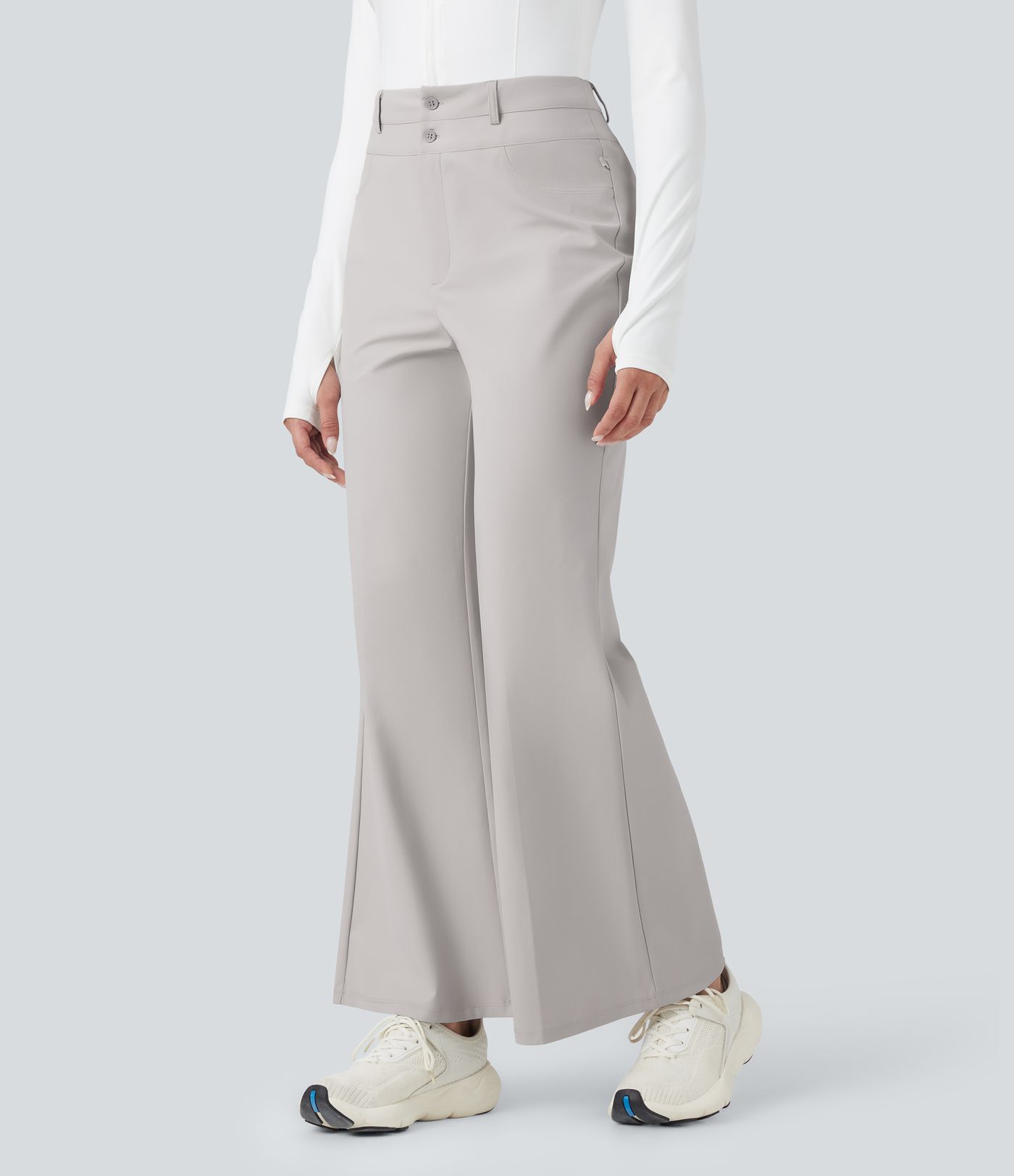 High Waisted Quick Dry Golf Bootcut Pants-Golf Tee Pocket-UPF40+