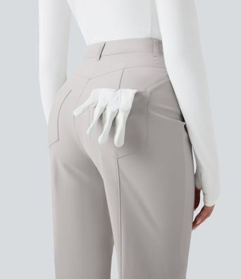 High Waisted Quick Dry Golf Bootcut Pants-Golf Tee Pocket-UPF40+