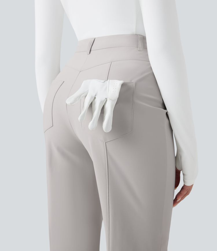 High Waisted Quick Dry Golf Bootcut Pants-Golf Tee Pocket-UPF40+