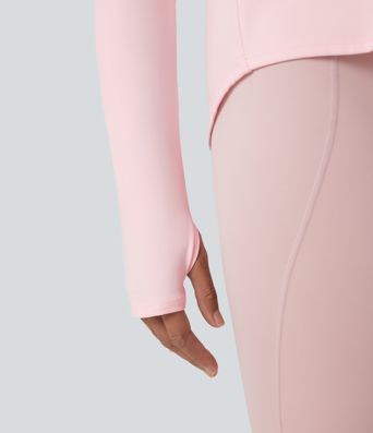 SoftlyZero™ Airy Round Neck Long Sleeve Thumb Hole Cut Out  Yoga Sports Top