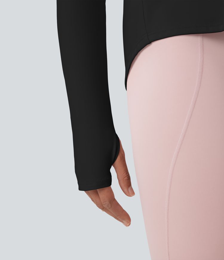 SoftlyZero™ Airy Round Neck Long Sleeve Thumb Hole Cut Out Cool Touch Yoga Sports Top