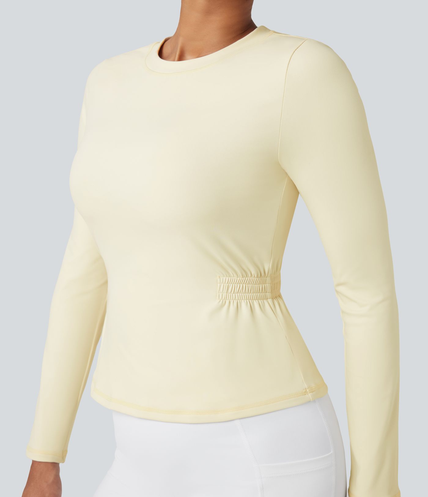 SoftlyZero™ Plush Long Sleeve Ruched Yoga Sports Top
