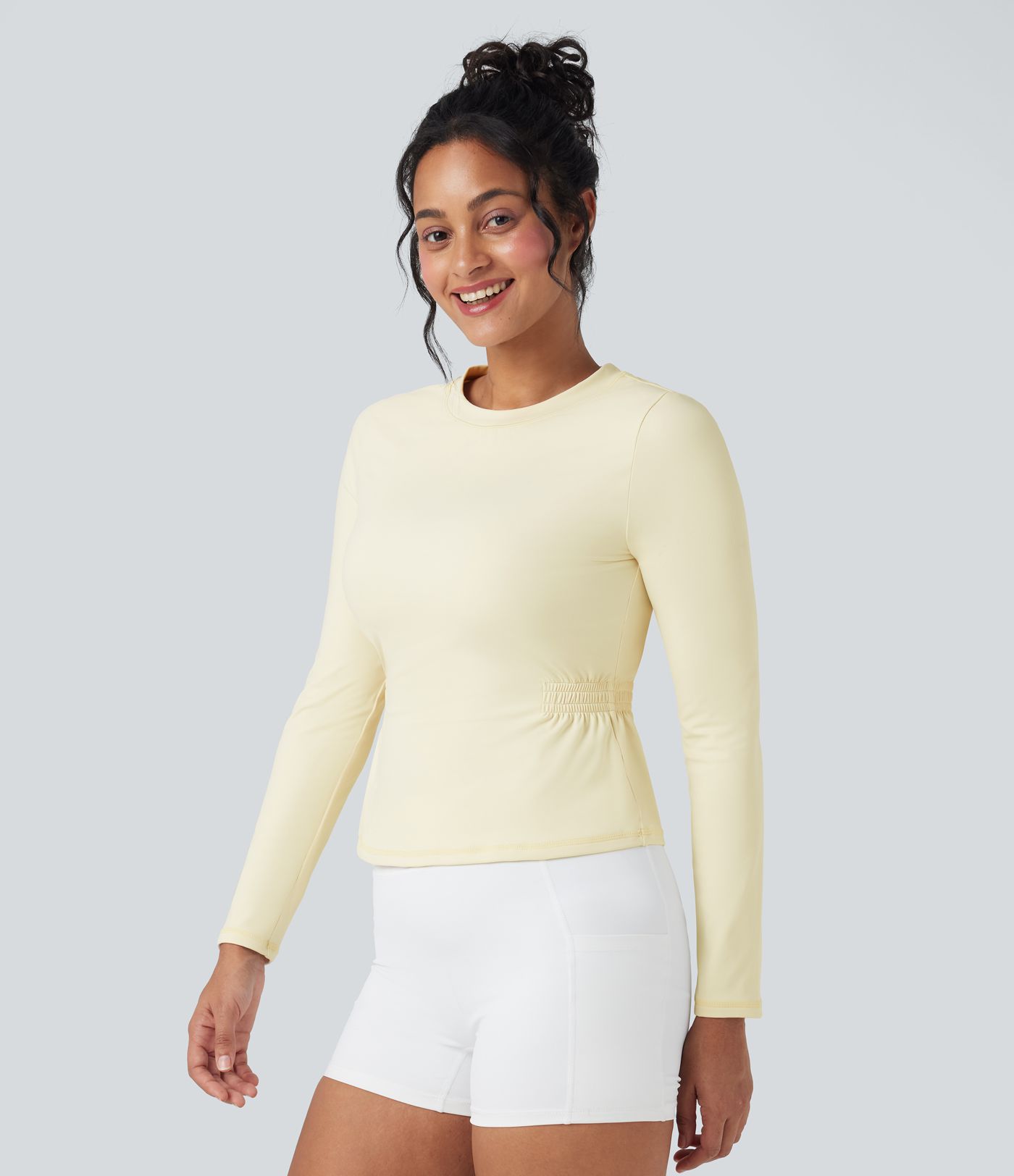 SoftlyZero™ Plush Long Sleeve Ruched Yoga Sports Top