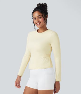 SoftlyZero™ Plush Long Sleeve Ruched Yoga Sports Top