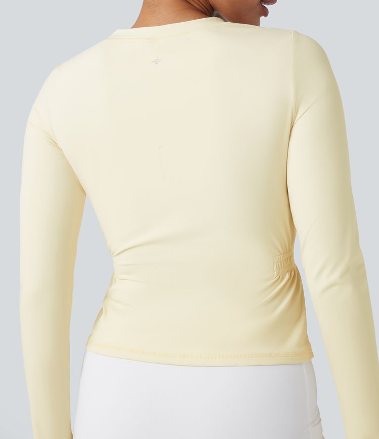 SoftlyZero™ Plush Long Sleeve Ruched Yoga Sports Top
