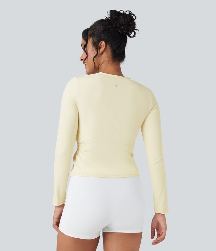 SoftlyZero™ Plush Long Sleeve Ruched Yoga Sports Top