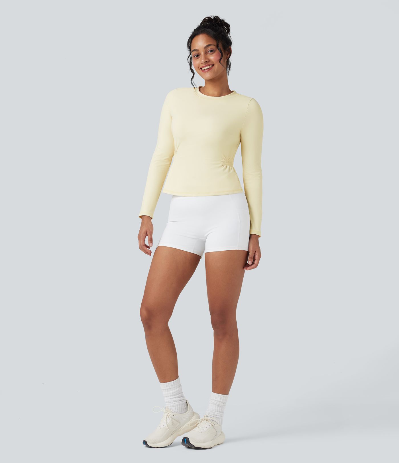 SoftlyZero™ Plush Long Sleeve Ruched Yoga Sports Top
