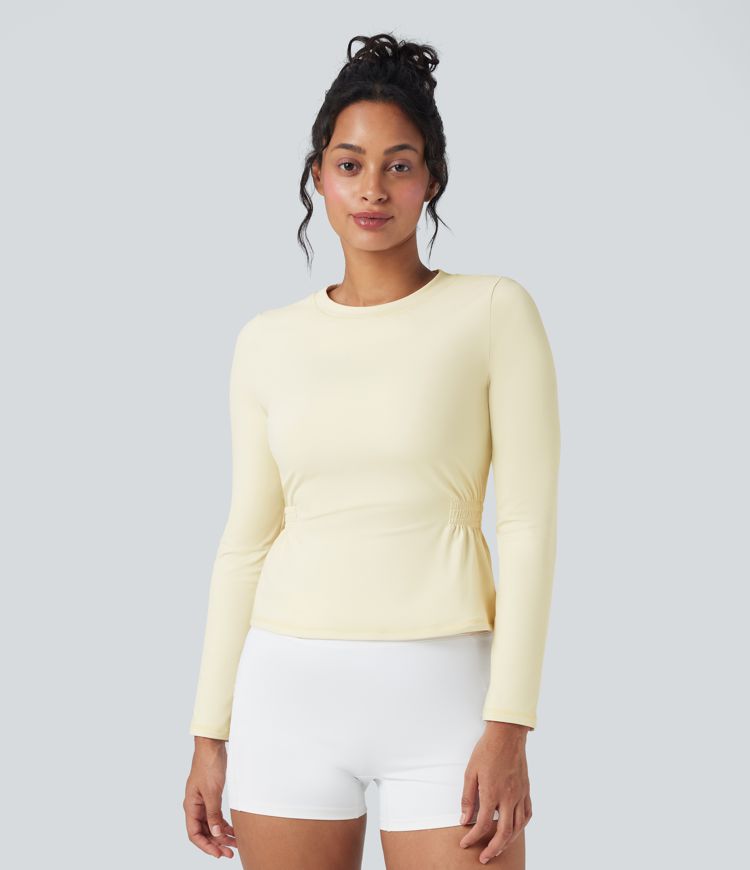 SoftlyZero™ Plush Long Sleeve Ruched Yoga Sports Top