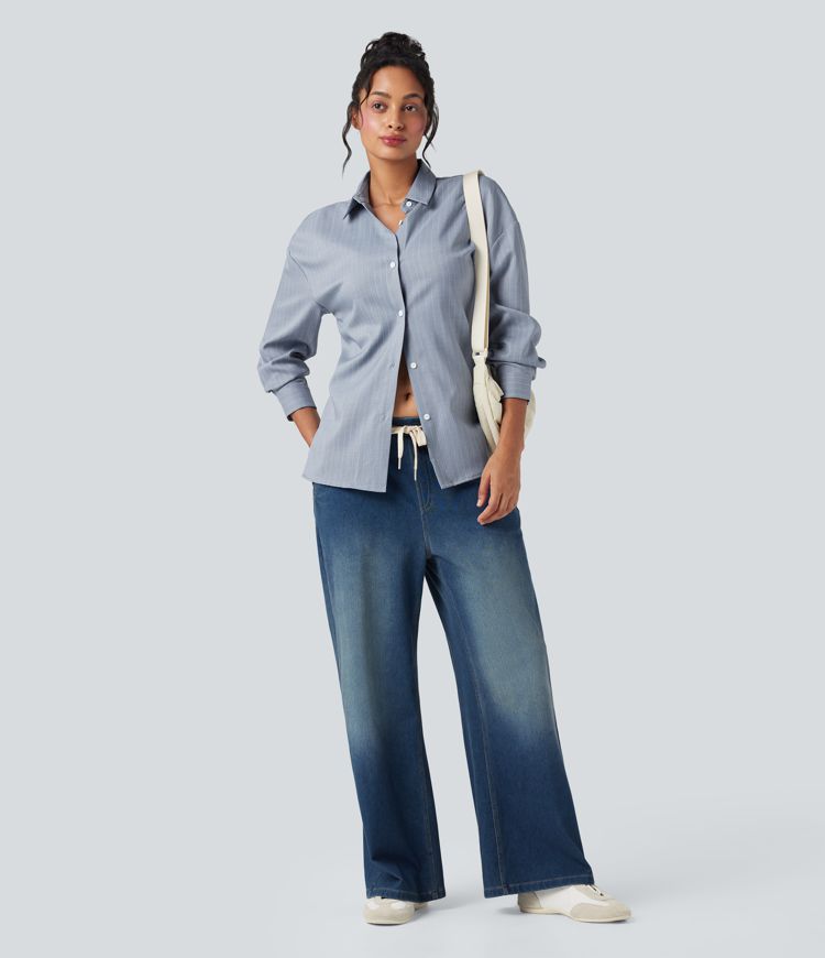 Long Sleeve Stripe Work Shirt