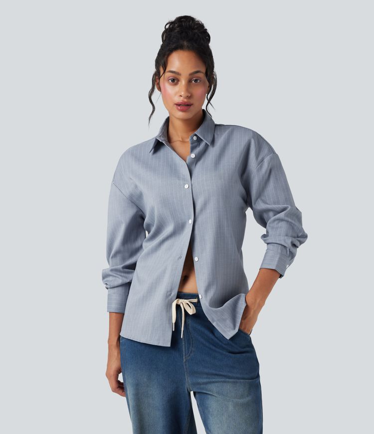 Long Sleeve Stripe Work Shirt