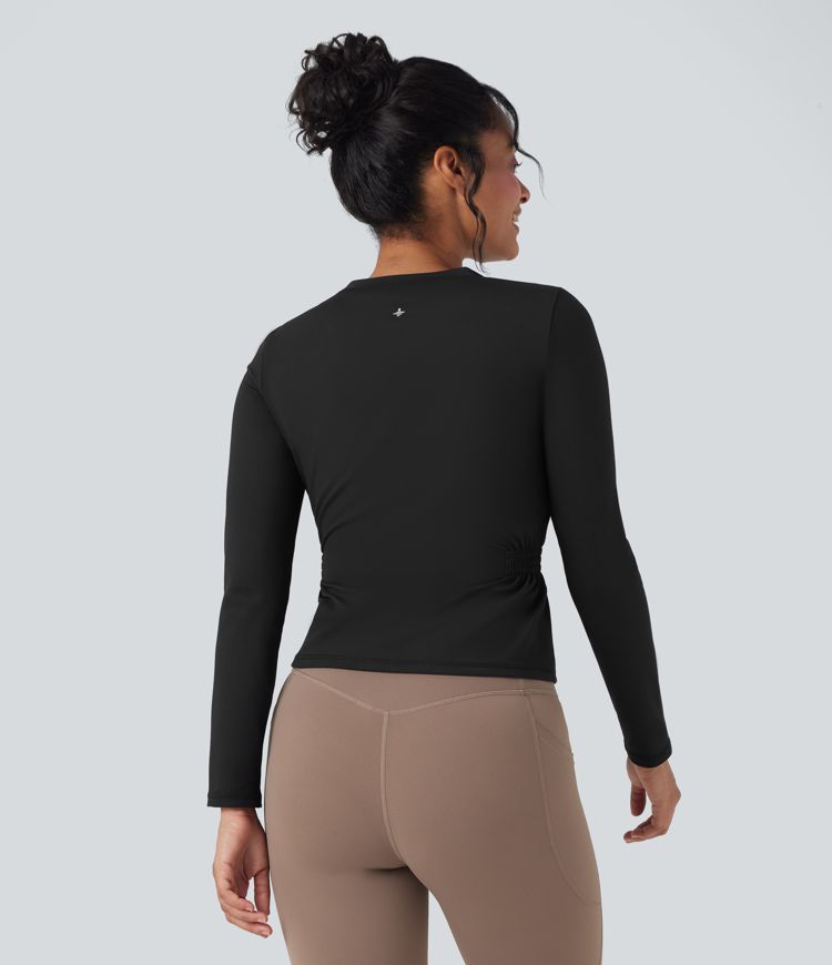 SoftlyZero™ Plush Long Sleeve Ruched Yoga Sports Top