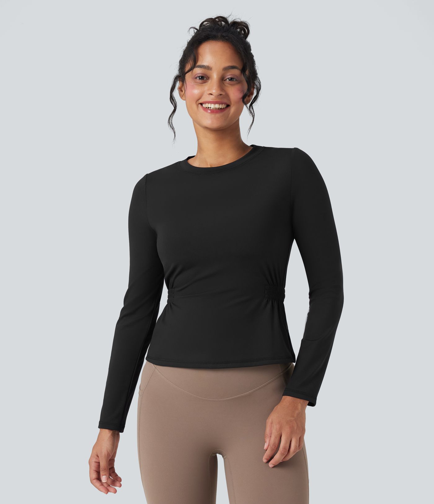 SoftlyZero™ Plush Long Sleeve Ruched Yoga Sports Top