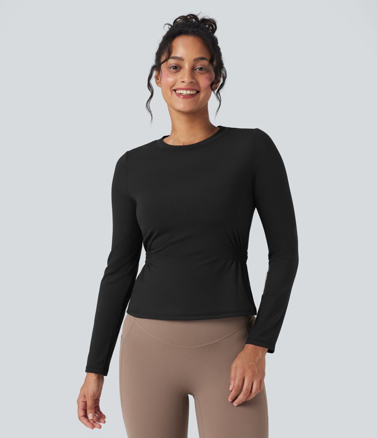 SoftlyZero™ Plush Long Sleeve Ruched Yoga Sports Top