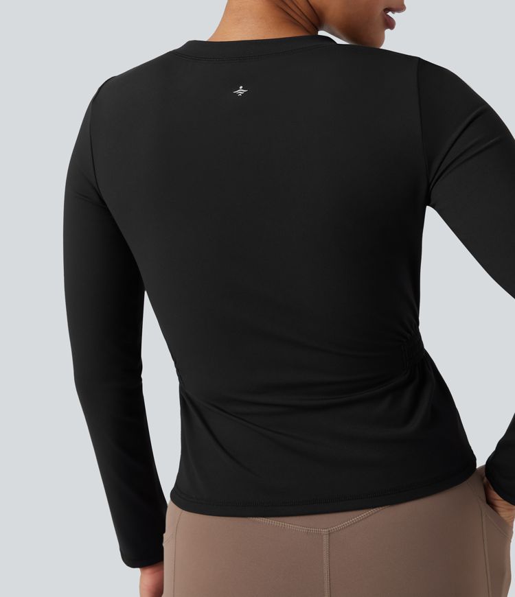 SoftlyZero™ Plush Long Sleeve Ruched Yoga Sports Top