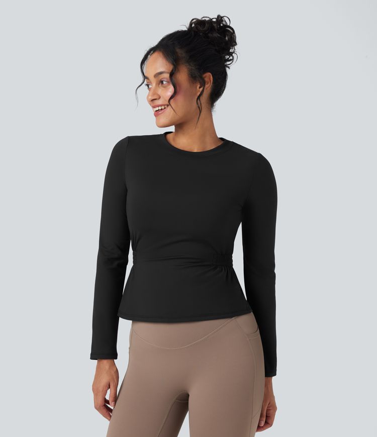 SoftlyZero™ Plush Long Sleeve Ruched Yoga Sports Top