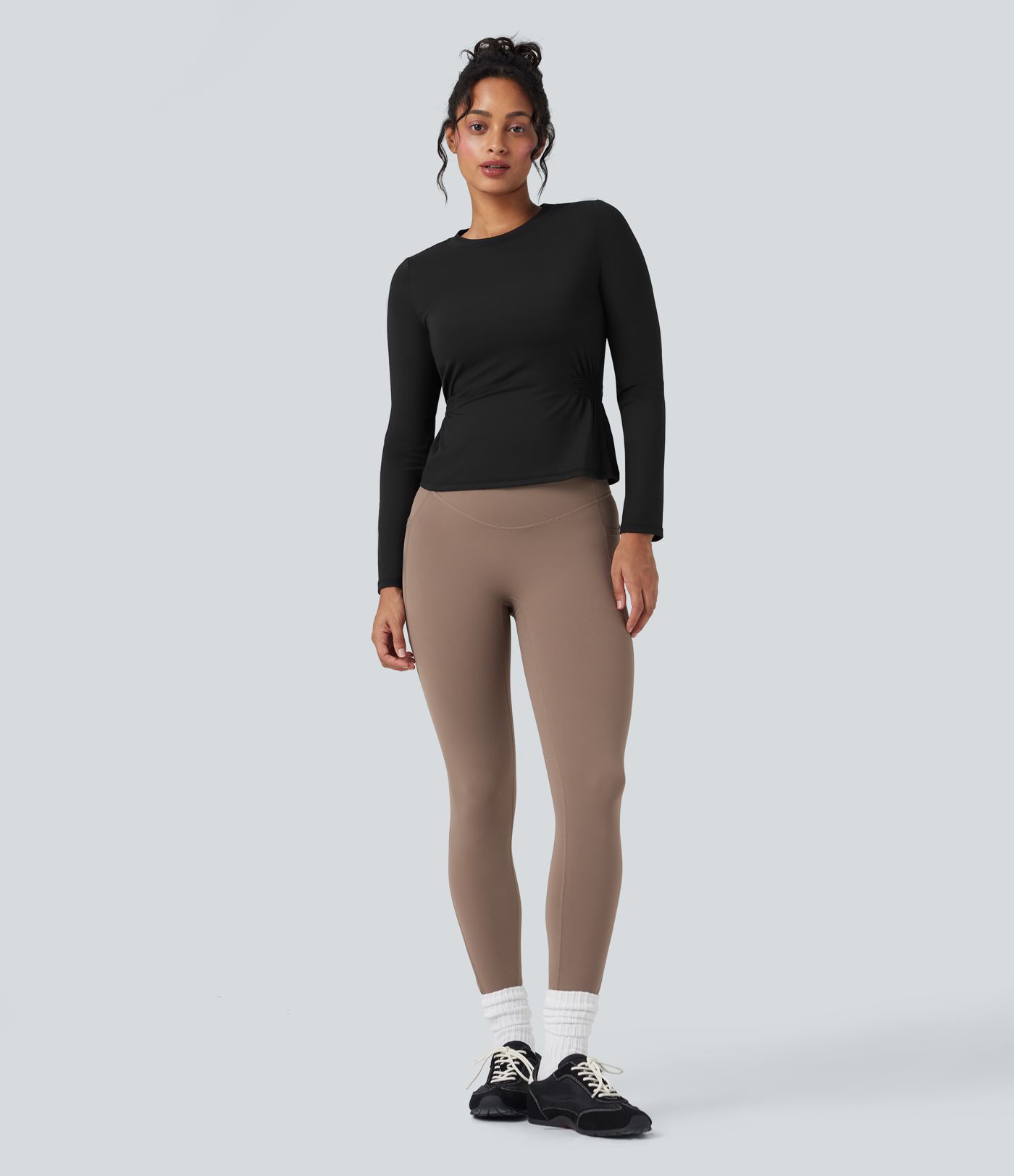SoftlyZero™ Plush Long Sleeve Ruched Yoga Sports Top