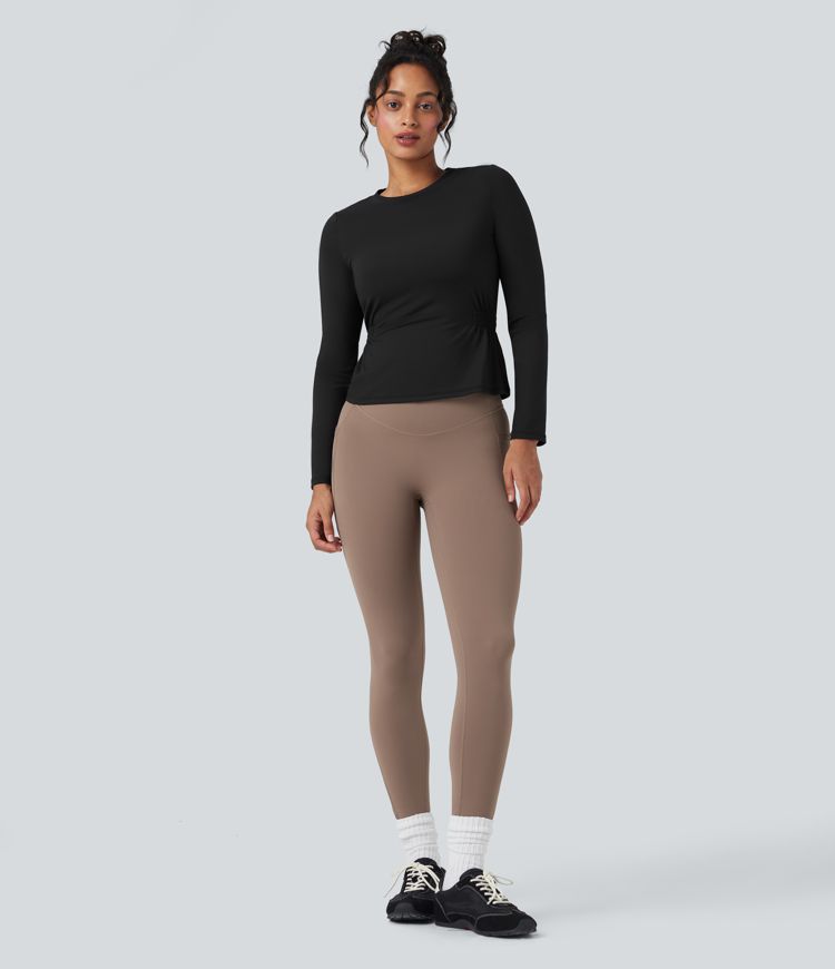 SoftlyZero™ Plush Long Sleeve Ruched Yoga Sports Top