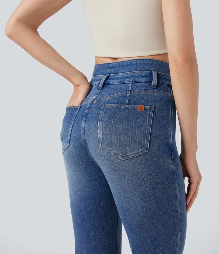 Halara Flex™ Mid Rise Tummy Control Casual Flare Jeans with Pockets