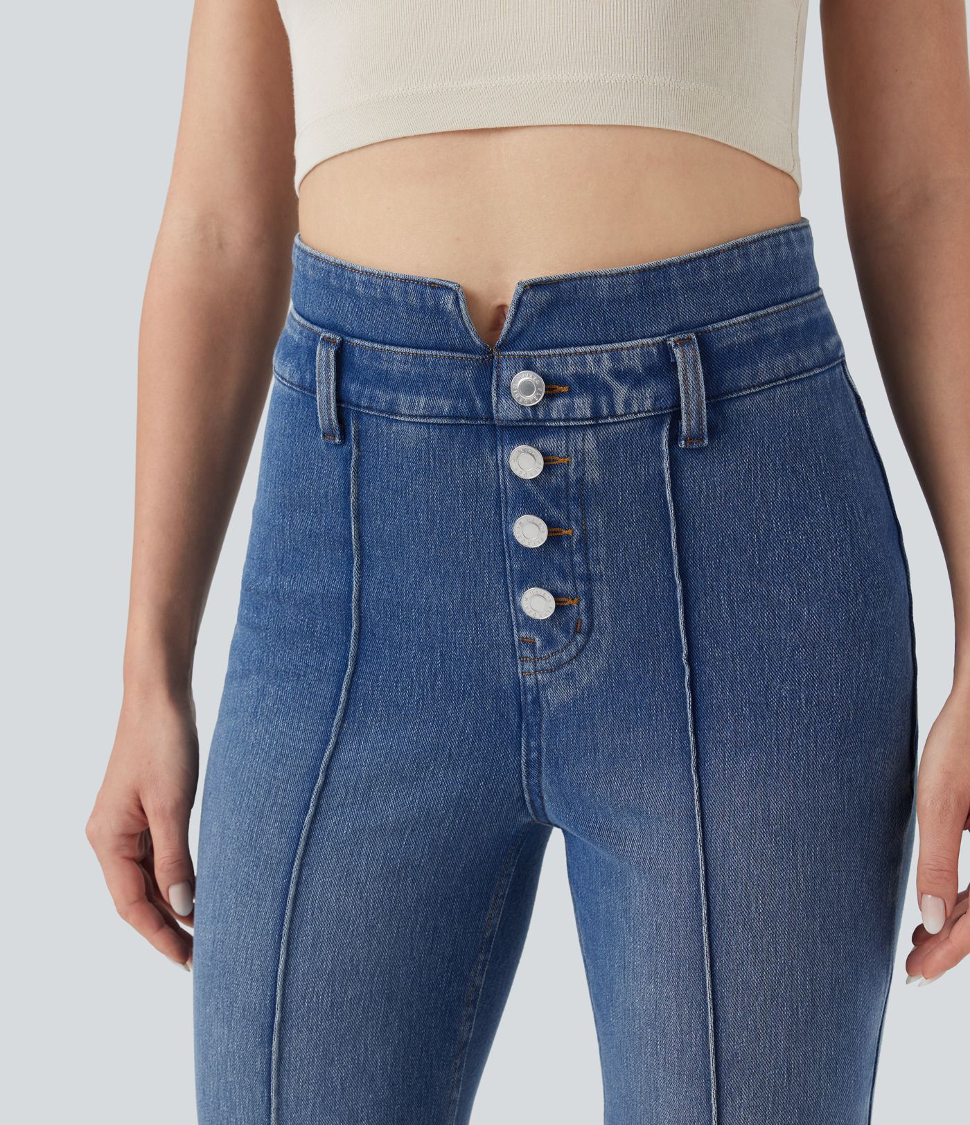 Halara Flex™ Mid Rise Tummy Control Casual Flare Jeans with Pockets