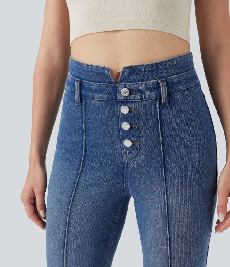 Halara Flex™ Mid Rise Tummy Control Casual Flare Jeans with Pockets
