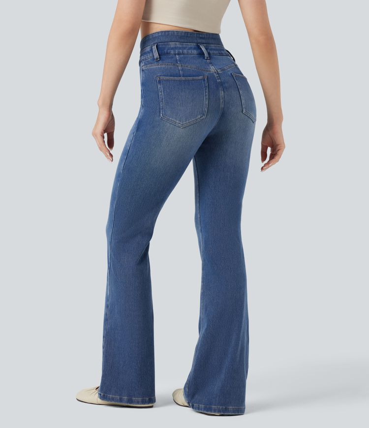 Halara Flex™ Mid Rise Tummy Control Casual Flare Jeans with Pockets