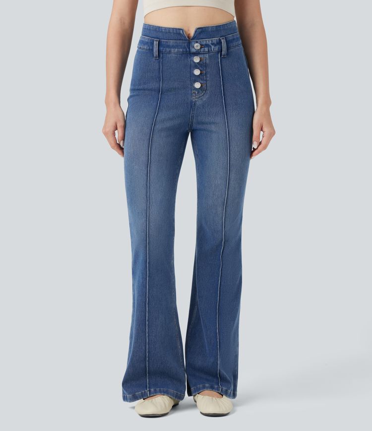 Halara Flex™ Mid Rise Tummy Control Casual Flare Jeans with Pockets