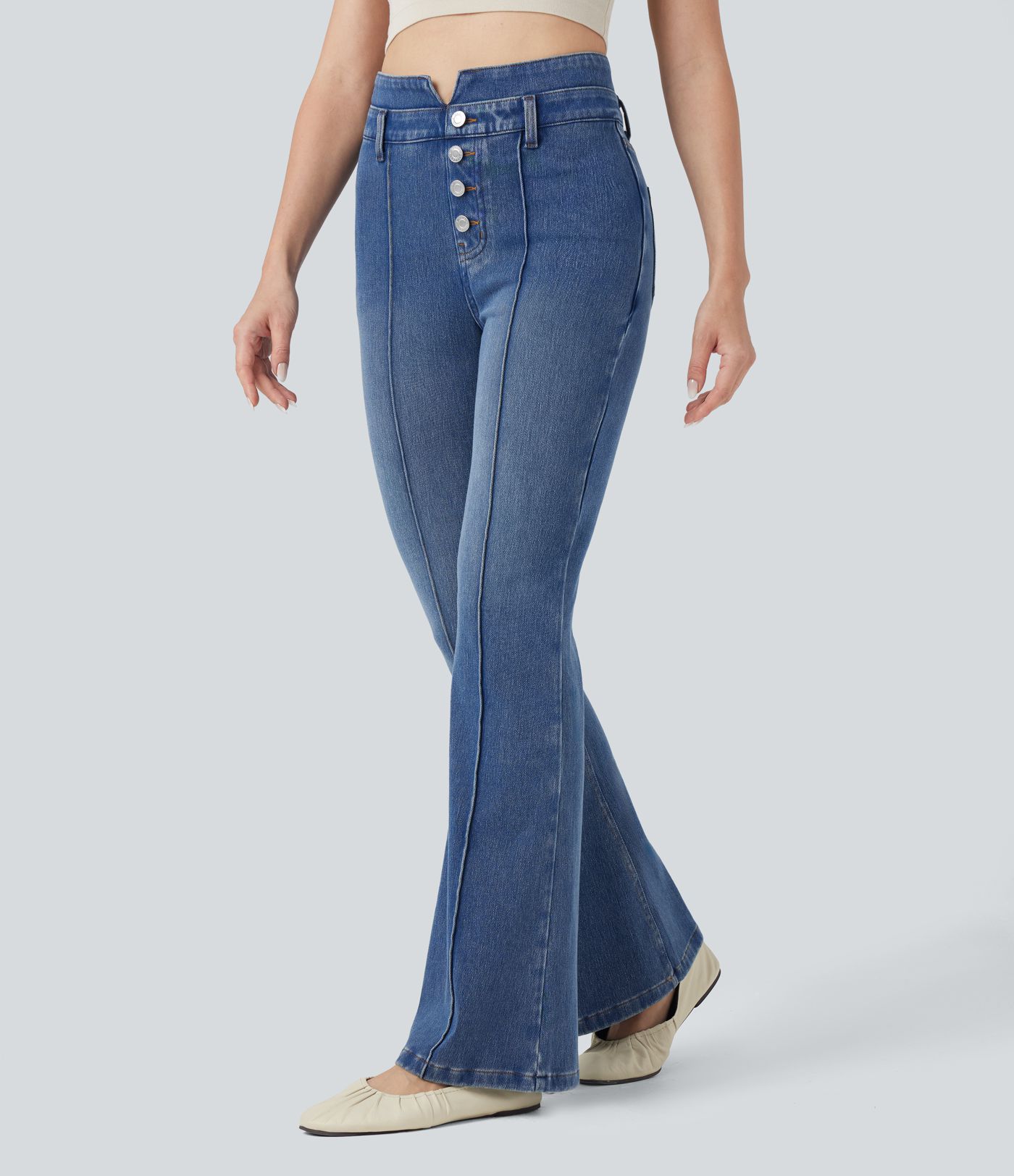Halara Flex™ Mid Rise Tummy Control Casual Flare Jeans with Pockets