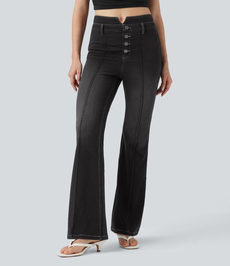 Halara Flex™ Mid Rise Tummy Control Casual Flare Jeans with Pockets