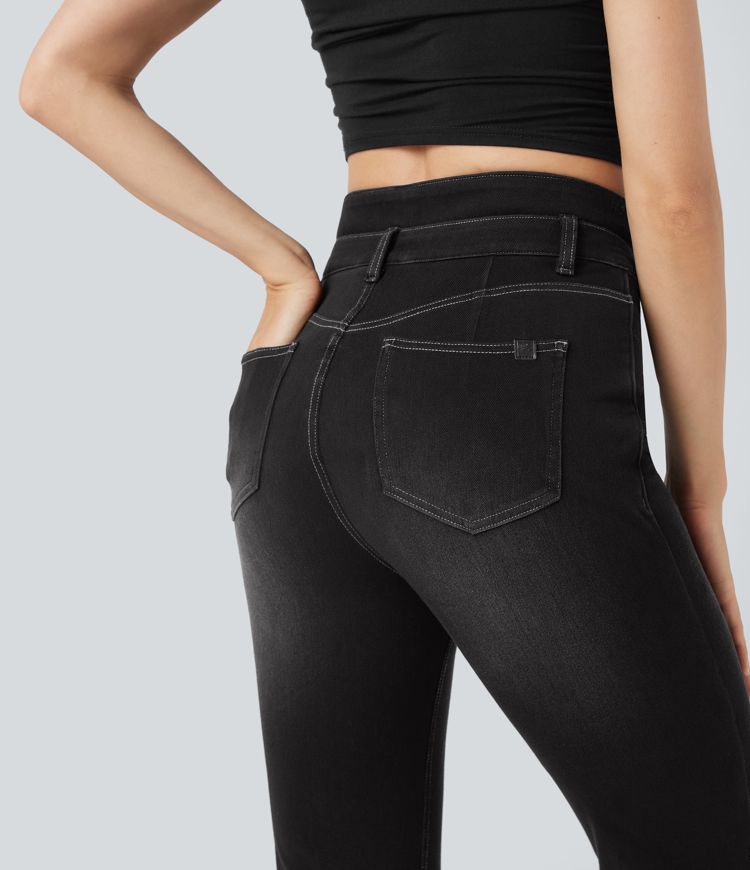 Halara Flex™ Mid Rise Tummy Control Casual Flare Jeans with Pockets