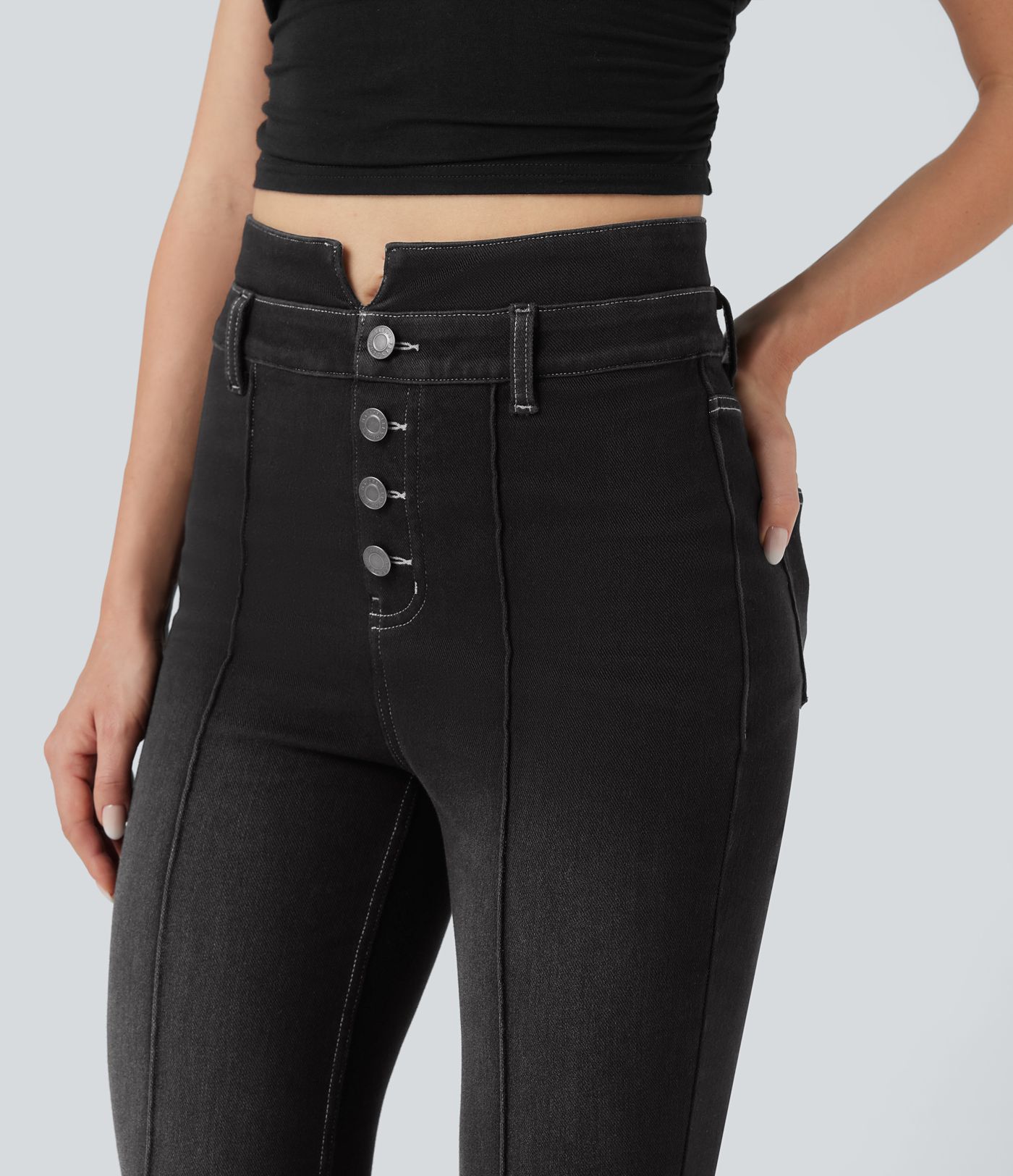 Halara Flex™ Mid Rise Tummy Control Casual Flare Jeans with Pockets