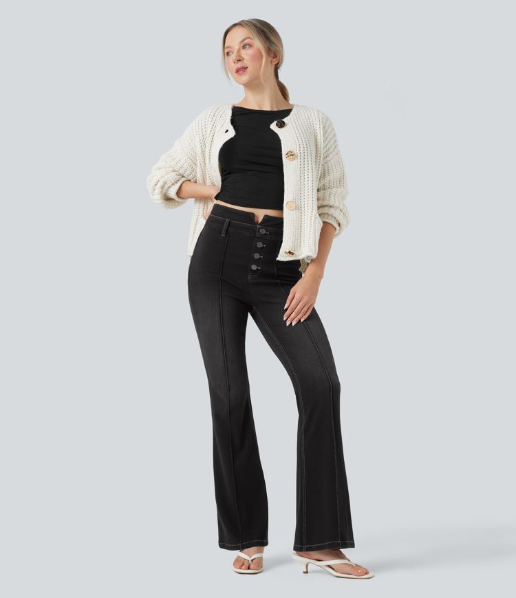 Halara Flex™ Mid Rise Tummy Control Casual Flare Jeans with Pockets