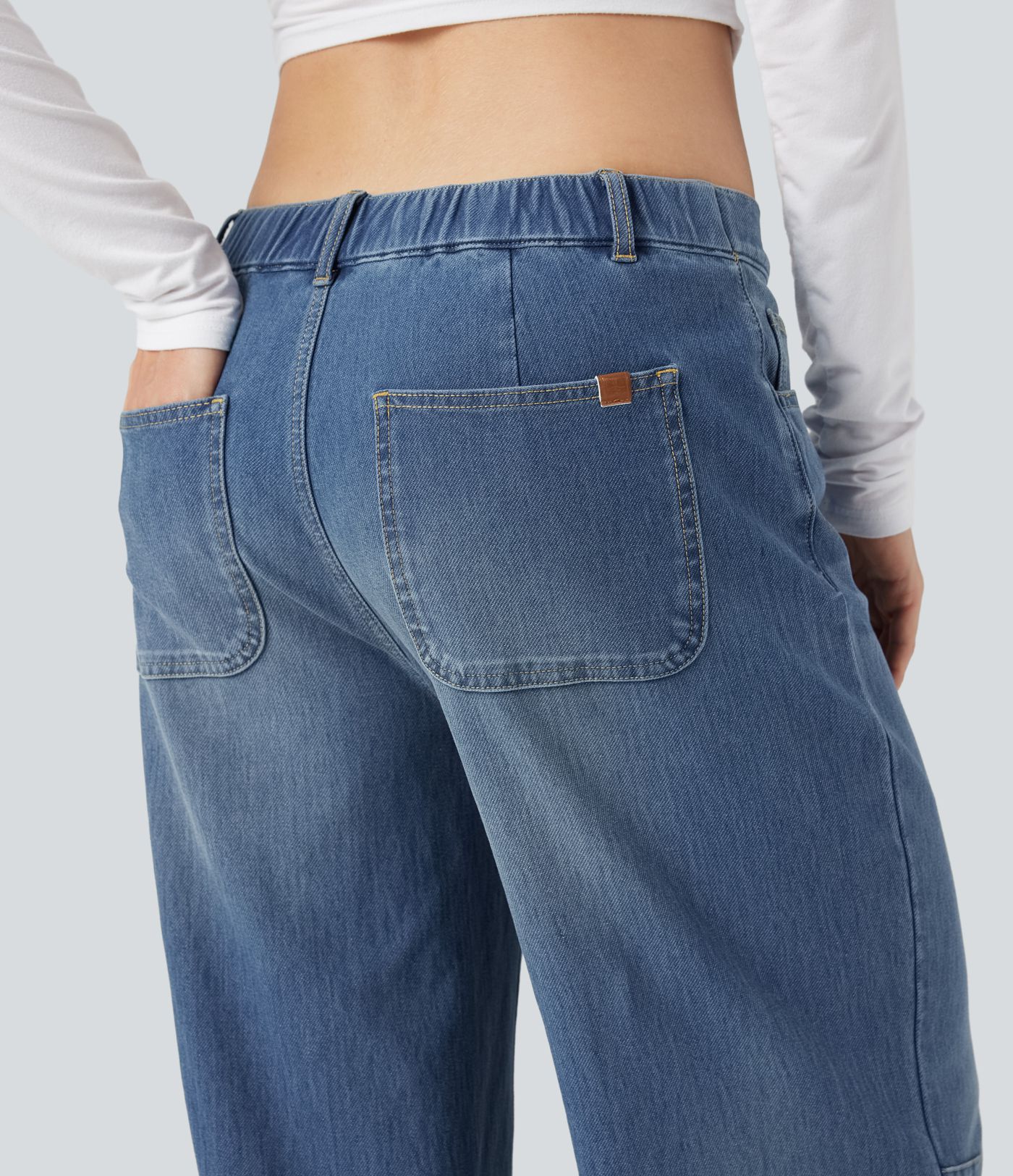 Halara Flex™ Low Rise Asymmetric Waist Casual Baggy Jeans with Pockets