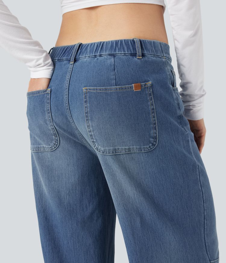 Jean baggy Halara Flex™ asymétrique taille basse avec poches